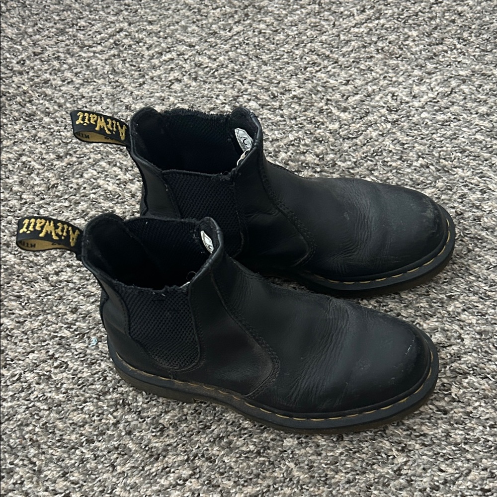 Dr. Martens Black Leather Chelsea Slip-On Boots (Nonslip bottom work boot)
